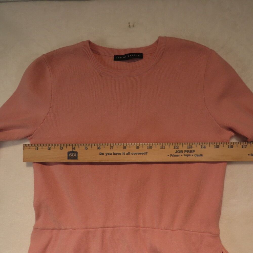English Factory Womens Peach Pink Knit Layered Poplin Ruffle Sleeve Dress - Picture 7 of 9
